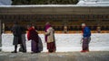 Chorten Kora stupa , people rolling the prayer wheels , Trashiyangtse District , eastern Bhutan