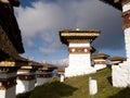 The 108 chortens on the Dochula Pass in Bhutan Royalty Free Stock Photo