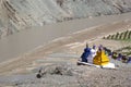 Chortens on the Indus River, Ladakh, India Royalty Free Stock Photo