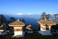 The 108 chortens stupas is the memorial in honour of the Bhutan Royalty Free Stock Photo