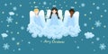 Chorus of angels on a cloud. Stars and snowflakes Royalty Free Stock Photo