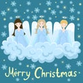 Chorus of angels on a cloud. Stars and snowflakes Royalty Free Stock Photo