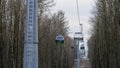 Chorzow, Poland - February 2, 2024: Cable car in the Silesian Park in Chorzow. A new section between the Amusement Park Royalty Free Stock Photo