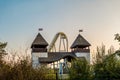 Chorzow, Poland - September 26: Silesian Amusement Park, Silesian Park. Roller coaster and castle Royalty Free Stock Photo