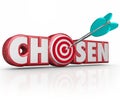 Chosen Word 3d Red Letters Selected Winner Arrow Target Royalty Free Stock Photo