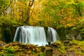 Choshi Otaki Waterfalls in the colorful foliage of autumn forest