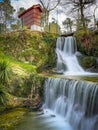 Chouso waterfall in the Uima river in Caldas de Sao Jorge - Santa Maria da Feira, Aveiro, Portugal