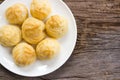 Choux cream on white plate. Royalty Free Stock Photo