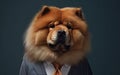 Chow Chow dog wearing a business suite studio portrait