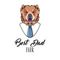 Chow Chow dad. Fathers day greeting card. Best dad ever lettering. Vector. Royalty Free Stock Photo