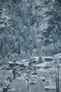 Old Britishers route on the way to kullu from Shimla and beautiful Chowani village all covered with snow located near Jalori pass. Royalty Free Stock Photo
