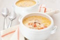 Chowder soup with vegetables and heavy cream