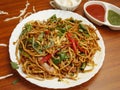 Chowmein with dips Royalty Free Stock Photo