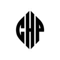 CHP circle letter logo design with circle and ellipse shape. CHP ellipse letters with typographic style. The three initials form a