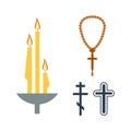 Chrch candle and religion icons vector. Royalty Free Stock Photo