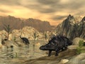 Chrichtonsaurus dinosaurs - 3D render