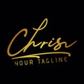 Chris golden color name logotype signature art design