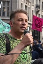 Chris Packham address extinction rebellion protesters at Oxford Circus - Photo Mike Best Royalty Free Stock Photo