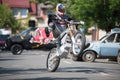 Chris Pfeiffer stunt riding his electric motorbike