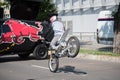 Chris Pfeiffer stunt riding his electric motorbike