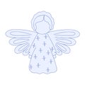 Chrismas angel simple cartoon hand drawn illustration, winter holidays celebration decor element Royalty Free Stock Photo