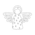 Chrismas angel simple outline hand drawn illustration Royalty Free Stock Photo