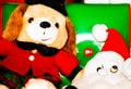 Chrismas dog doll and Smurf doll