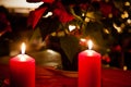 Chrismas eve at home, red candles Royalty Free Stock Photo
