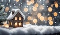 chrismas festive celebrate greeting backgroun of joyful house with snow flake Royalty Free Stock Photo