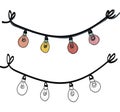 Chrismas light garland Single hand drawn elements