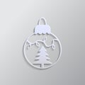 Chrismas tree, ball paper style, icon