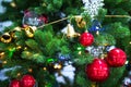 Chrismas tree and red ball. Royalty Free Stock Photo