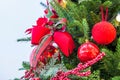 Chrismas tree and red ball. Royalty Free Stock Photo