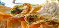 Chrispy Fried Dumpling with chilli sauce. Royalty Free Stock Photo