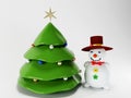Chrisrmas tree and snowman