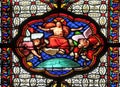 Christ blessing, stained glass window in the Basilica of Saint Clotilde in Paris