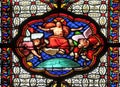 Christ blessing, stained glass window in the Basilica of Saint Clotilde in Paris Royalty Free Stock Photo