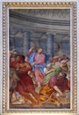 Christ driving the Traders from the Temple, fresco in the Saint Andrew basilica in Mantua, Italy