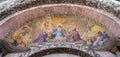 Christ in glory, bezel greater arch, the facade of the Basilica San Marco, Venice, Italy