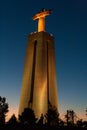 Christ the King statue at sunset in Lisbon Royalty Free Stock Photo