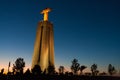 Christ the King statue at sunset in Lisbon Royalty Free Stock Photo