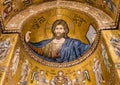 Christ Pantocrator mosaic inside Cathedral of Monreale. Royalty Free Stock Photo
