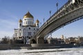 Christ Redeemer cathedral in Moscow. Color winter photo.