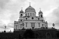 Christ the Redeemer Church in Moscow. Black and white photo. Royalty Free Stock Photo