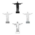 Christ the Redeemer icon in cartoon,black style isolated on white background. Brazil country symbol stock vector