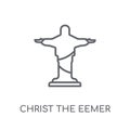 Christ the redeemer linear icon. Modern outline Christ the redee