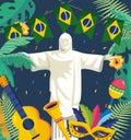 Christ redeemer with party brazil banner