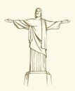 Christ the Redeemer, Rio de Janeiro, Brazil. Vector sketch