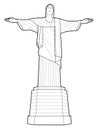 Christ The Redeemer, Rio De Janerio, Brazil: Vector Illustration Hand Drawn Cartoon Art