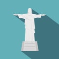 Christ the Redeemer statue icon, flat style